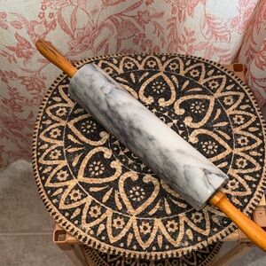 Marble Rolling Pin with Wooden Handles - Gray & Natural Wood